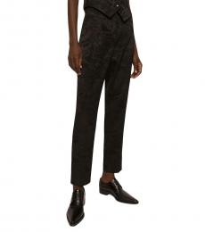 Dolce & Gabbana Black Floral Applique Tapered Trousers