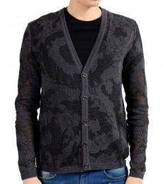 Versace Collection Grey V Neck Cardigan Sweater