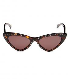 Red Tortoise Studded Cat Eye Sunglasses