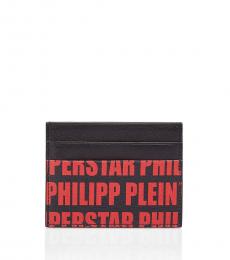 Philipp Plein Black-Red Logo Card Case