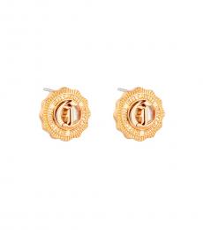 Just Cavalli Golden Logo Stud Earrings