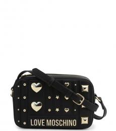 Love Moschino Black Metal Studs Camera Small Crossbody