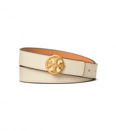 Tory Burch Ivory-Natural Vachetta Reversible Belt