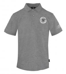 Philipp Plein Grey Printed Emblem Logo Polo