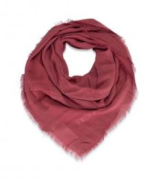 Coach Maroon Horse & Carriage Print Border Scarf