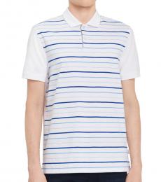 Calvin Klein Standard White Paneled-Stripe Polo