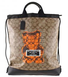 Coach Tan Signature Bear Terrain Large Backpack
