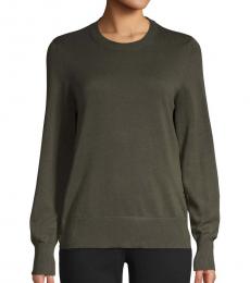 Michael Kors Olive Crewneck Cotton-Blend Sweater