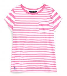 Ralph Lauren Girls Baja Pink Striped T-Shirt