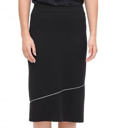 Calvin Klein Black Asymmetric Stripe Sweater Skirt