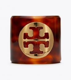 Tory Burch Gold-Red Tortoise Miller Resin Cuff Bracelet