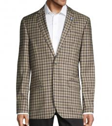 Ben Sherman Brown Standard-Fit Checkered Coat