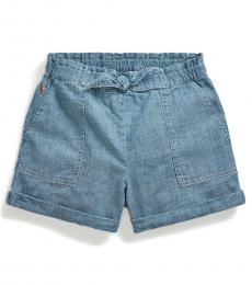 Ralph Lauren Little Girls Indigo Chambray Cargo Short