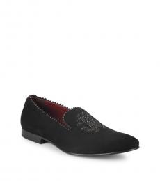 Roberto Cavalli Black Embellished Leather Loafers