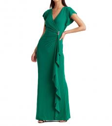 Ralph Lauren Malachite Flutter-Sleeve Surplice Dress