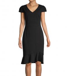 Betsey Johnson Black-Short-Sleeve Sheath Dress