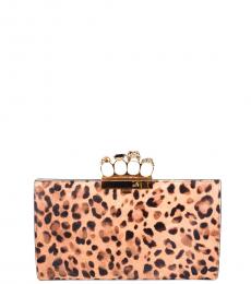 Alexander McQueen Leopard Print Four Ring Clutch