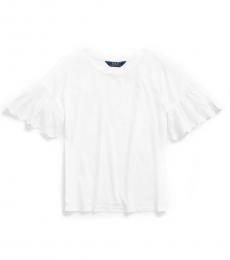 Ralph Lauren Girls White Eyelet Cotton-Modal Top