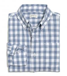 J.Crew Boys Stone Blue White Patterned Shirt