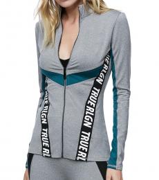True Religion Heather Grey Color Block Track Jacket