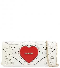 Love Moschino White Perforated Large Crossbody
