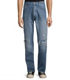 7 For All Mankind Blue Vintage Straight-Fit Distressed Jeans