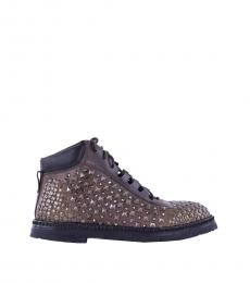 Dolce & Gabbana Brown Studded Leather Boots