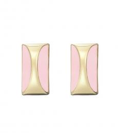 Light Pink Gold Rectangular Earrings