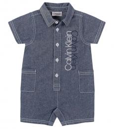 Calvin Klein Baby Boys Grey Hea Chambray Romper