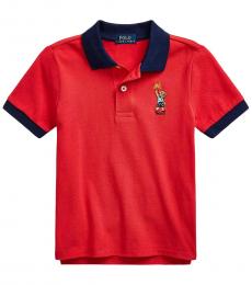 Ralph Lauren Little Boys Evening Post Red Sparkler Bear Polo