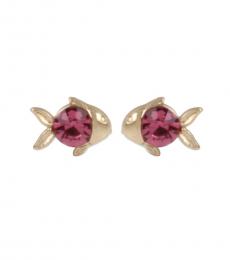 Pink Crystal Fish Stud Earrings