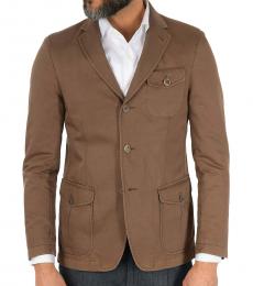 Dark Brown Id Linen  Cotton Jacket