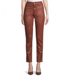 AG Adriano Goldschmied Brown Farrah Skinny Ankle Jeans