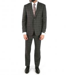 Gray Windowpane Check Wool  Cashmere Drop  2-Button Mantua Suit