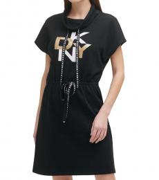 DKNY Black Funnel-Neck Dress