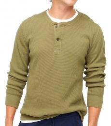 Olive Long-sleeve thermal henley