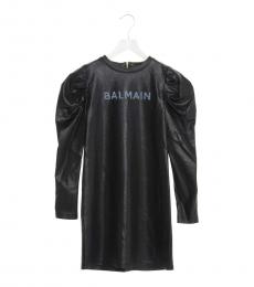 Balmain Girls Black Swarovski Logo Dress