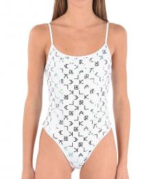Karl Lagerfeld White Printed One Piece Swimsuit
