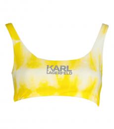 Karl Lagerfeld Yellow Logo Bikini Top