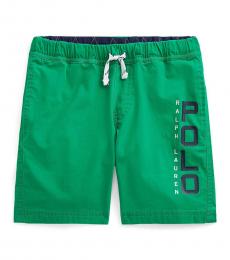 Little Boys Scarab Green Poplin Shorts