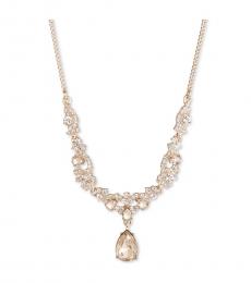 Givenchy Rose Gold Crystal Cluster Y Necklace