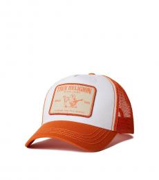 True Religion Orange Buddha Trucker Hat