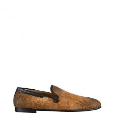 Dolce & Gabbana Brown Slip On Loafers