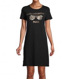 Karl Lagerfeld Black Sequin Embellished T-Shirt Dress