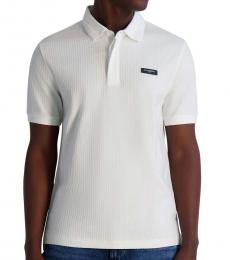 Karl Lagerfeld White Spread Collar Rib Polo
