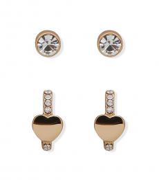 DKNY Golden Heart And Stud Earrings Set