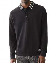 True Religion Black Long Sleeve Polo 