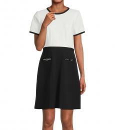 Karl Lagerfeld White Crewneck Monochrome Mini Dress