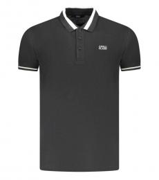 Cavalli Class Black Printed Logo Polo