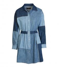 Dolce & Gabbana Blue Colorblock Shirt Dress
